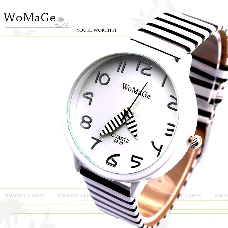 Топ бренд Womage простой дизайнер Зебра пересечение полоса коровья кожа наручные часы Девушка Дети Популярные кварцевые часы