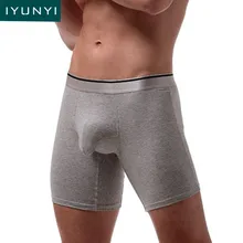 IYUNYI, мужское нижнее белье, длинные ноги, боксеры, шорты, хлопок, одноцветные, мужские, выпуклой слон, большой мешочек, боксеры, шорты, бикини, дышащие трусики