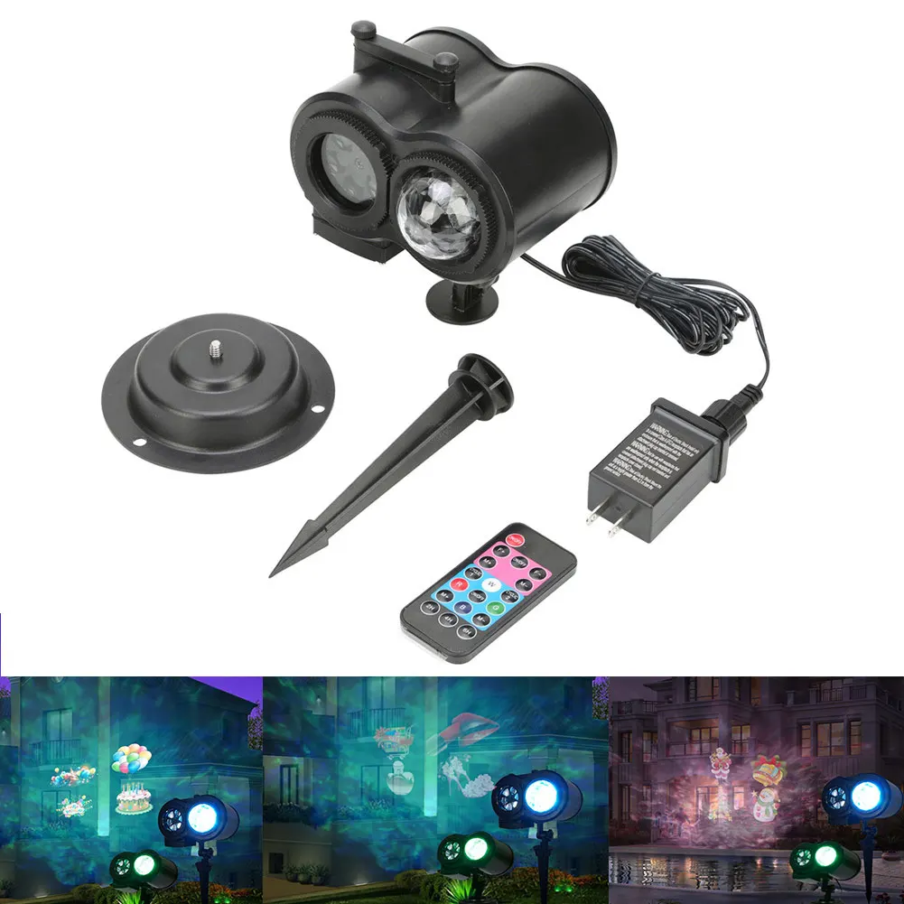 

Four-Color Water Pattern Projector Light +12 Films Rotating RGBW Projection LED Lamp 2 in 1 --M25