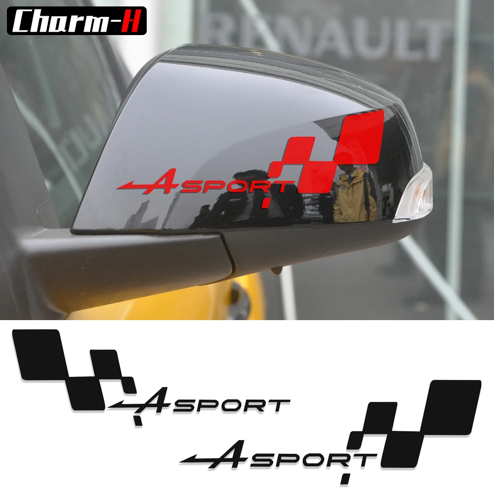 2 шт. отражающая боковая зеркало заднего вида Виниловая наклейка для Renault Clio R.S Twingo Megane Captur GT Sport клетчатый флаг наклейки