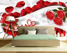 beibehang Custom size environmentally friendly wallpaper romantic rose petals 3D living room bedroom TV background papier peint beibehang korean pastoral style papier peint wallpaper wedding bedroom living room tv background walls small floral 3d wallpaper