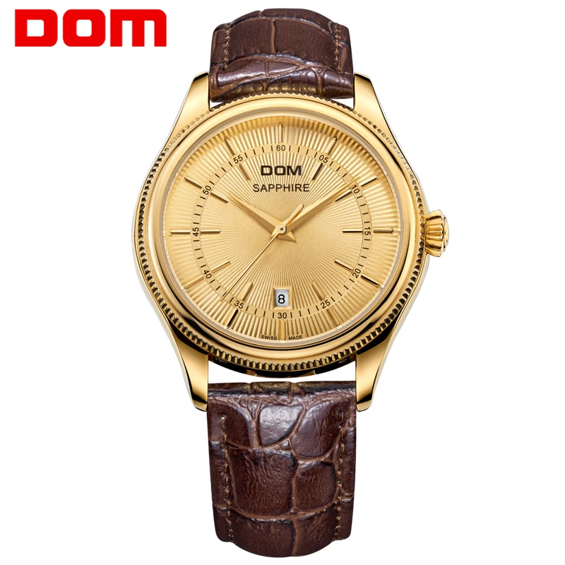 

DOM Leather Strap Quartz-watch Luxury Gold Watch Men Business Men Watches 2017 Waterproof Orologio Uomo Vintage Male Clock Men