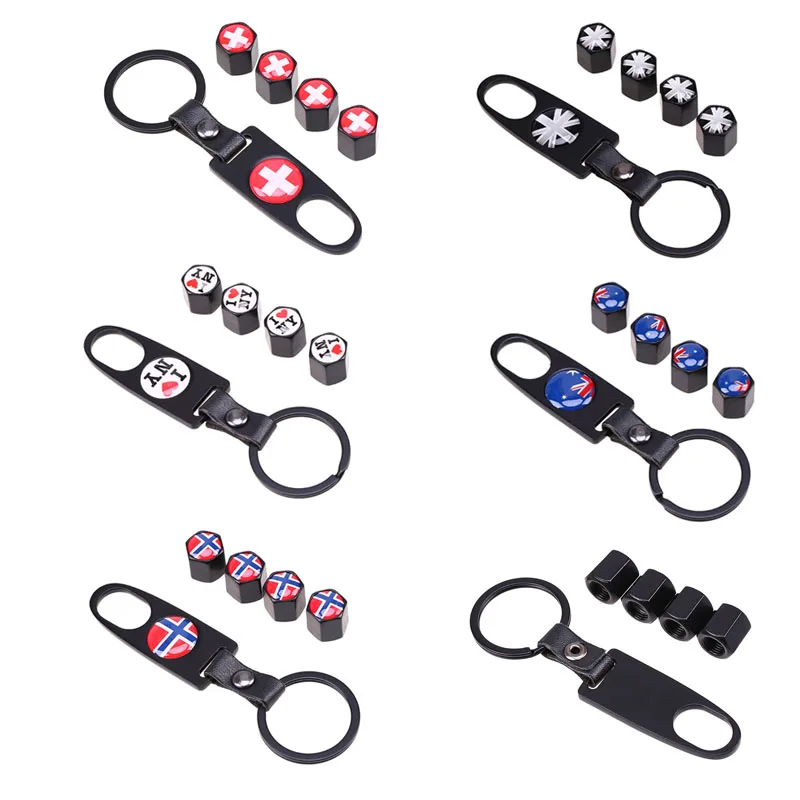 UK/Swiss/Norway Flag Stainless Steel Black Car Wheel Tyre