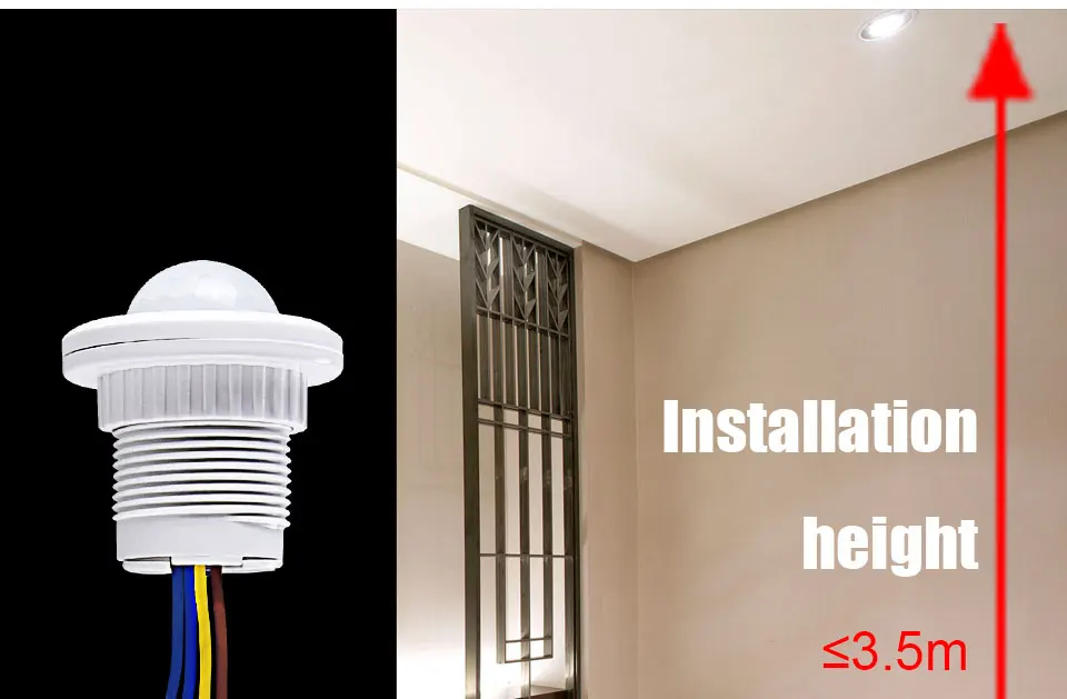 Adjustable LED PIR Infrared Ray Motion Sensor Switch Time Delay Adjustable Mode Detector Switch For Home Lighting LED Lamp (9)