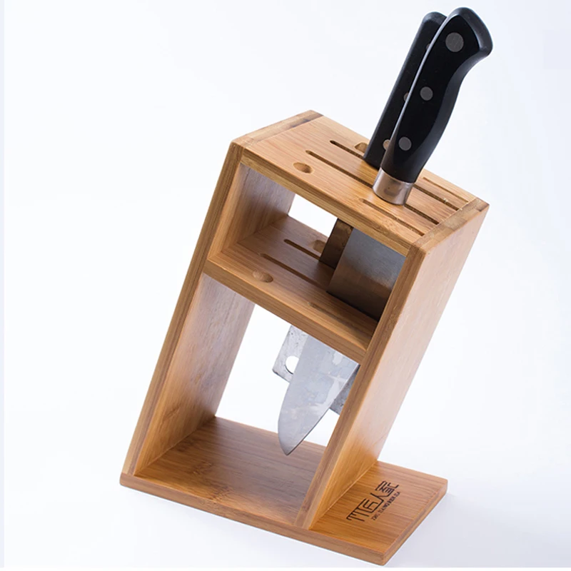 High Quality Bamboo Knife Holder Ventilated Dry Kitchen Knife Block Creative Multifunctional Knife Rest Kitchen Accessories