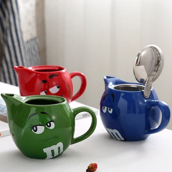 

550CC M bean chocolate teapot cartoon expression kettle large capacity drinkware limit prodcut
