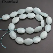 Натуральный чистый цвет граненый Амазонит плоский камень овальной формы бусины материал для изготовления украшений