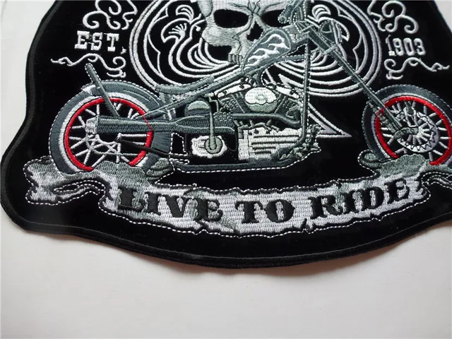 Punk Live to Ride Large Patch Motorcycle Embroidered Patches For