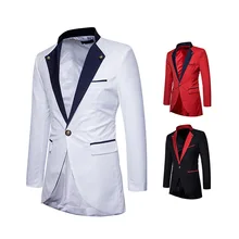 Однокнопочный Повседневный Мужской приталенный Блейзер, модный мужской пиджак с длинными рукавами, офисный блейзер