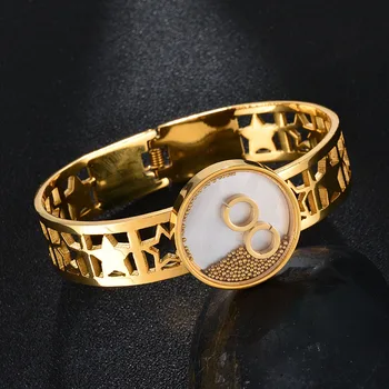 

New Fantastic Style 316L Stainless Steel Shell Bangle Gold Color Ball Accessories Love Bangle For Christmas Gift