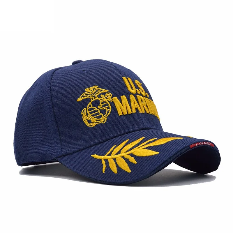 Dark blue Тактическая мужская бейсбольная Кепка для американских морпехов, бейсболка для армии США, бейсболка с регулируемой застежкой - Цвет: Dark blue