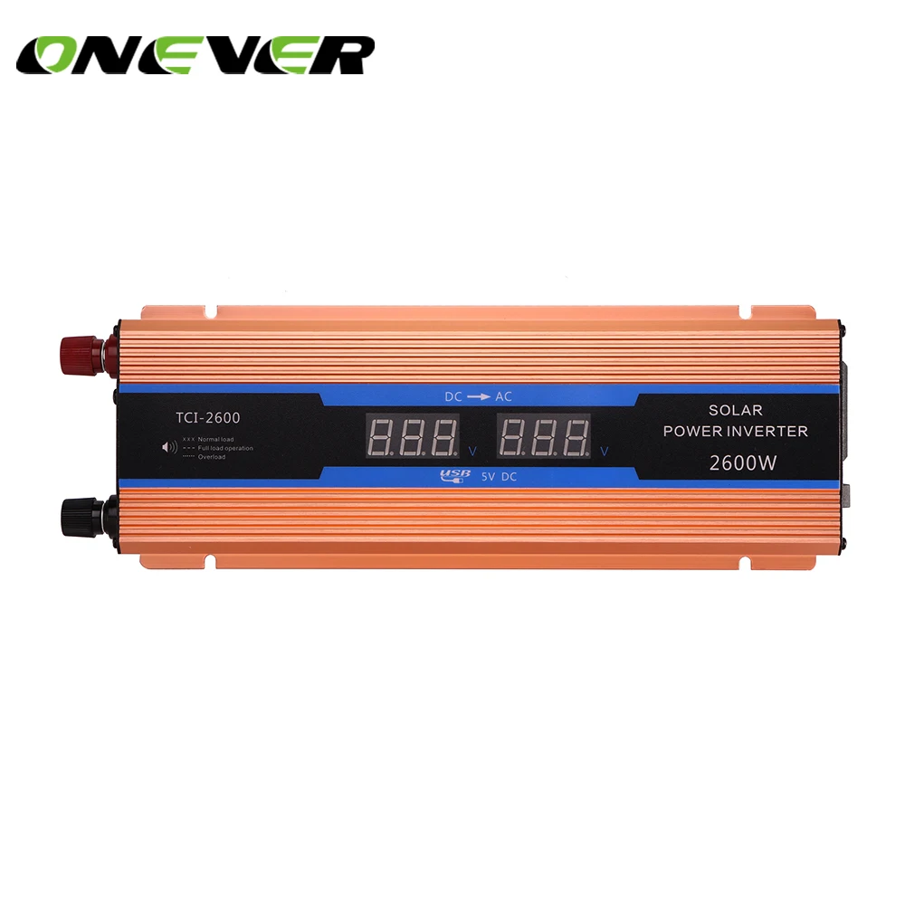 

Onever Car inverter 2600W DC 12V to AC 220V Digital Display Voltage Modified Sine Wave Power Overload Protection Car USB Charger
