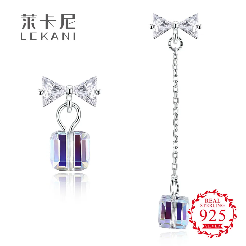 LEKANI Crystals from Swarovski 100% Sterling Silver Earrings Asymmetric Irregular Cubes Pure | Украшения и аксессуары