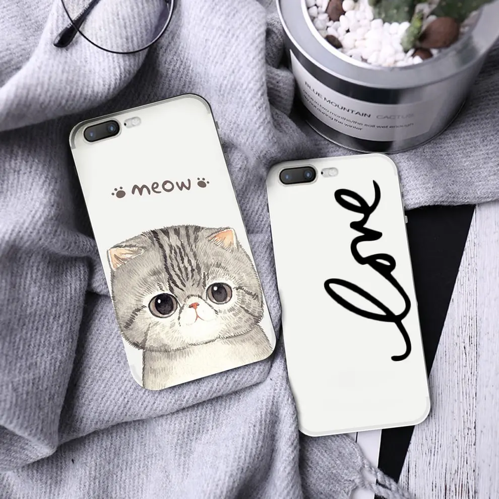 

5 Pcs Color Printing Cell Phone Case TPU Mobile Phone Cover Soft Shell With Simple Lovely Cat Pattern For iPhone 7/8 Plus