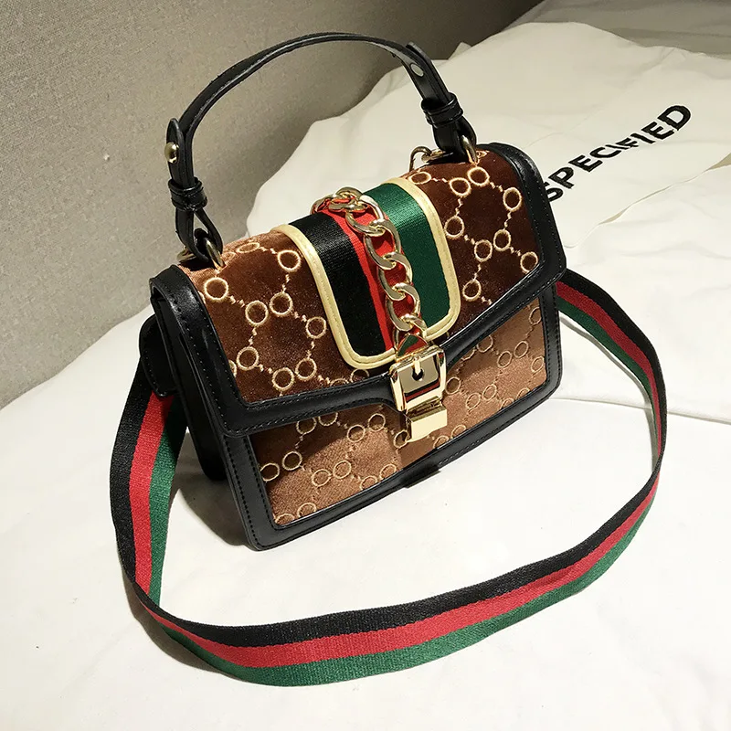 

Fashion Rivet Chain Messenger Shoulder Bags Famous Brand Designer Handbags 2019 Women Velvet mini Cross Body Tote Female Bag