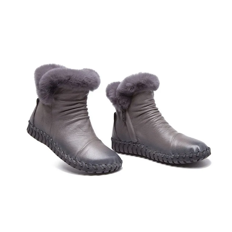 Superior Genuino Nieve a68 Piel Cuero Invierno Botas Tobillo 2019 Lateral Planos Tamaño Zapatos Grey Mujeres Conejo A68 41 Brown Red Las Cremallera Real a68 Drfargo Wine De a68 Black 35 0xqnwtgEx7