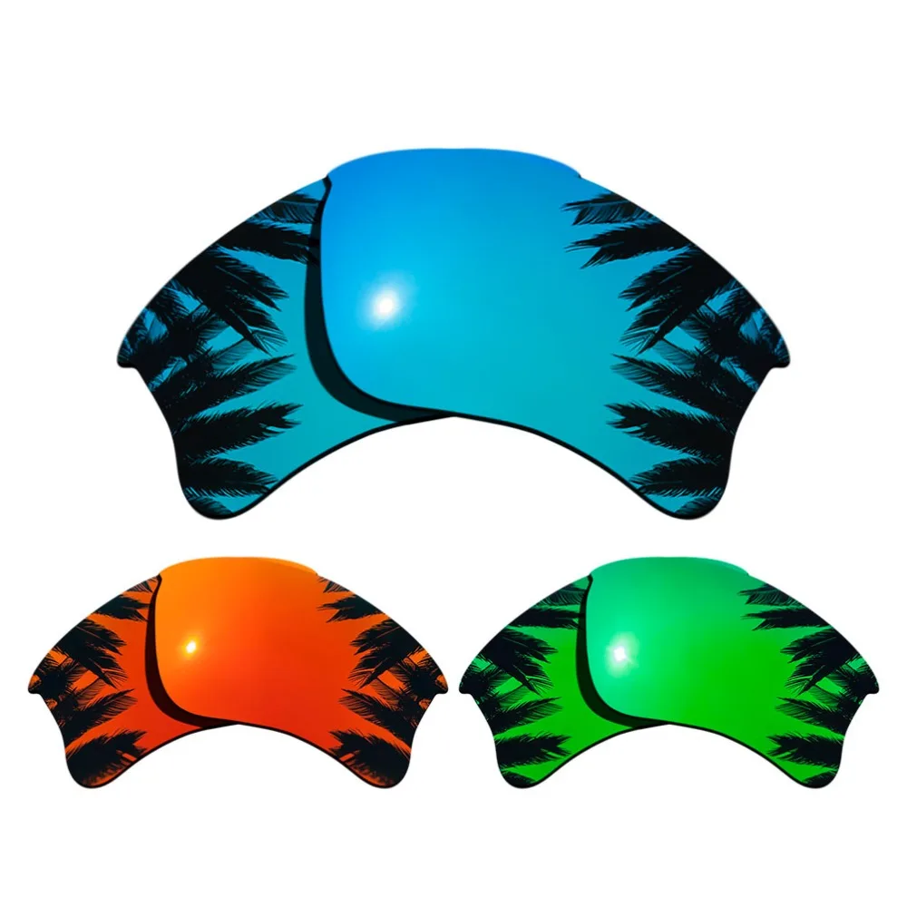 

(Ice Blue+Orange Red+Green Mirrored Coating) 3-Pairs Polarized Replacement Lenses for Flak Jacket XLJ 100% UVA & UVB Protection