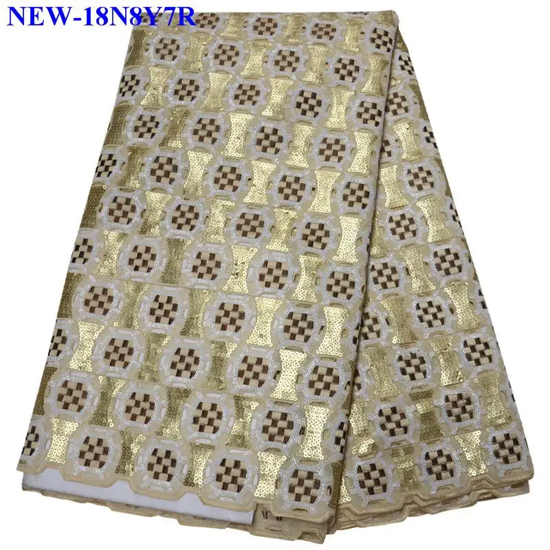 Высокое качество нигерийское кружево ткани с блестками в африканском стиле французская кружевная ткань вышивная сетка петли кружевной ткани LEE02 - Цвет: As picture