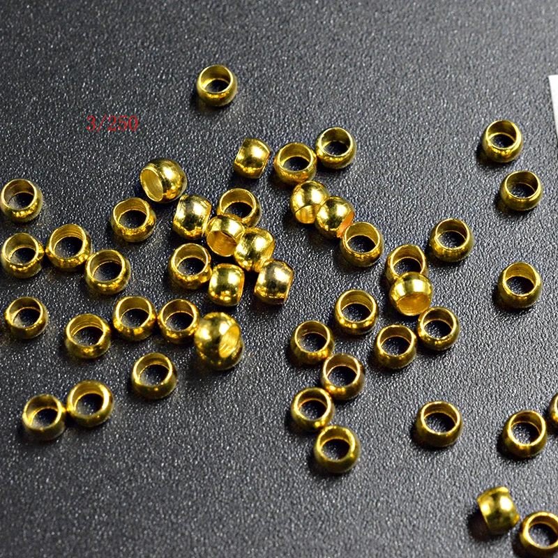 FLTMRH 120pcs 3mm Copper Crimp & End Beads DIY Jewelry Findings