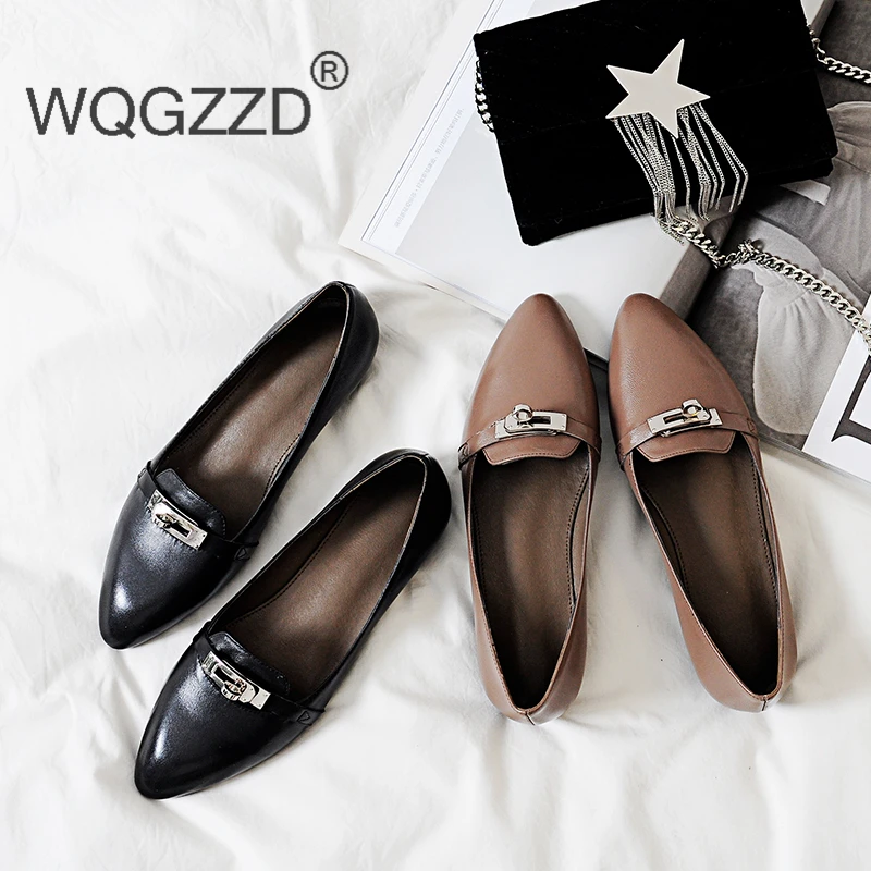 

Chaussures femme flat shoes women loafers genuine leather fashion metal decoration brand loafers women's shoes zapatos mujer