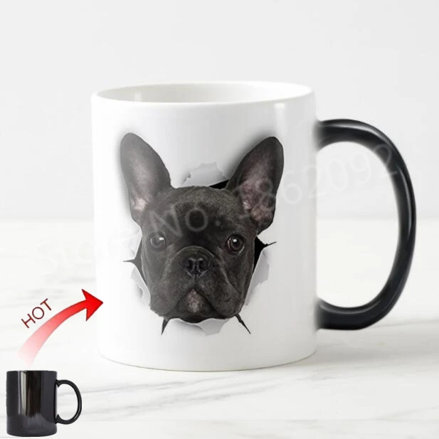 Funny Novelty 3D French Bulldog Magic Mug Cool French Terrier Coffee