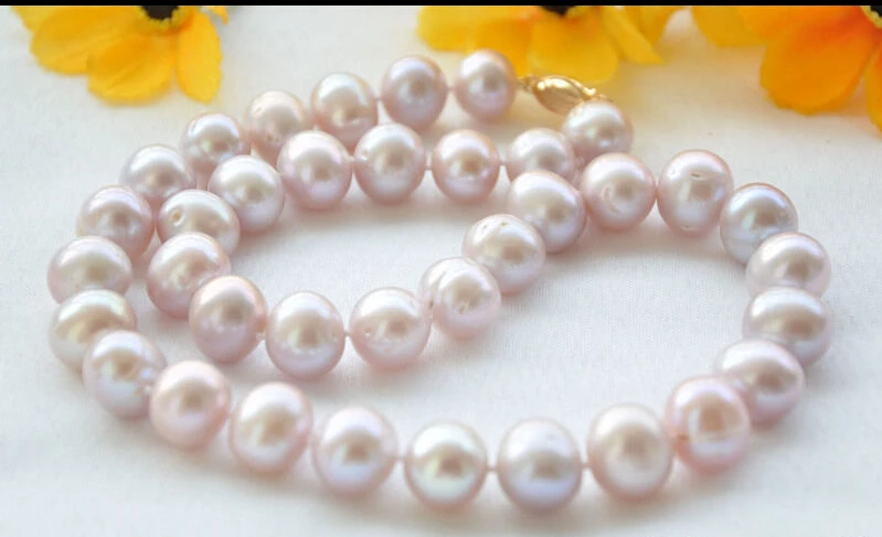 

FREE SHIPPING ******* Z5411 NATURAL 17" 12mm ROUND lavender freshwater PEARL NECKLACE 14KGP/20