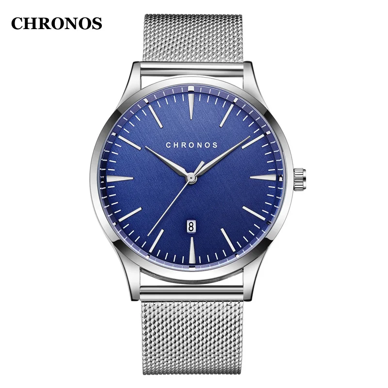 Chronos Watch Men Luxury Quartz Wrist Watches Stainless Steel Men's Watch Waterproof Clock Relogio Masculino