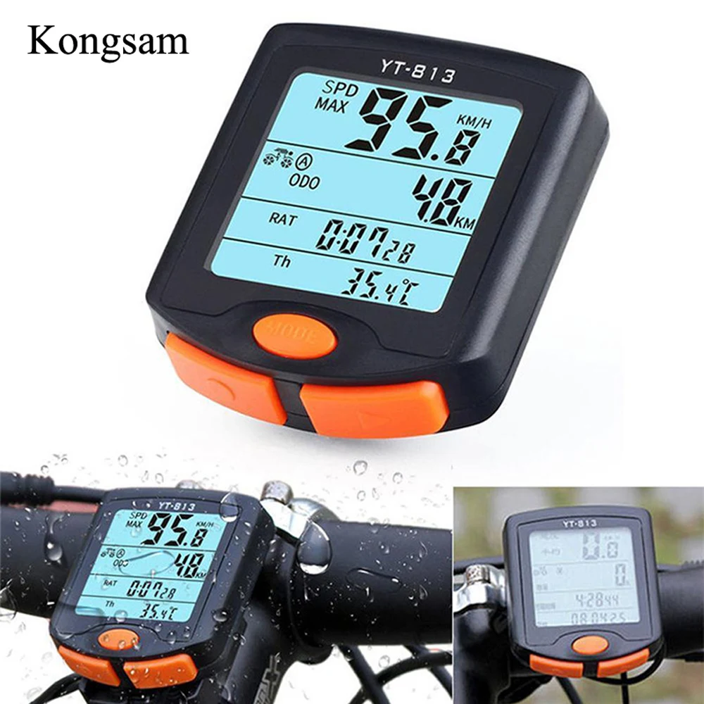 

Wireless Bike Computer Speedometer Odometer Rainproof Cycling Bicycle Computer Thermometer Backlight Counter Display Speedometer