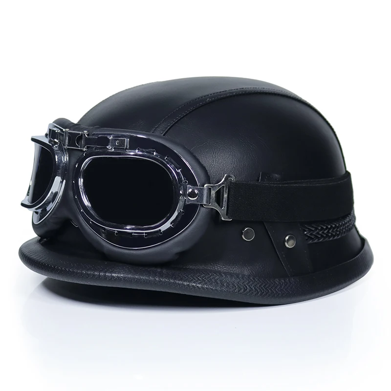 Немецкий кожаный шлем Второй мировой войны, черный, немецкий, мотоциклетный, с открытым лицом, полушлем, чоппер, байкер, пилот, Vespa, камуфляж