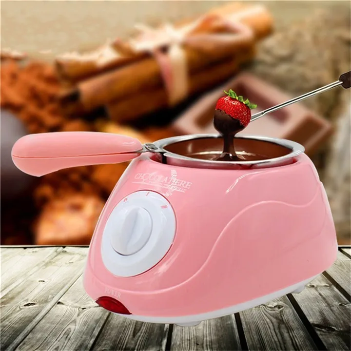 Durable Hot Chocolate Melting Pot Electric Fondue Melter Machine Set DIY Tool EU plug Stainless steel&Plastic DIY Kitchen Tool