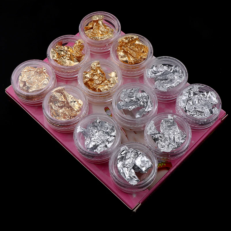 12 Box/Set цвета: золотистый, серебристый нерегулярные Алюминий Фольга блестящая бумага DIY УФ-из эпоксидной смолы формы она позволяет Jewelry