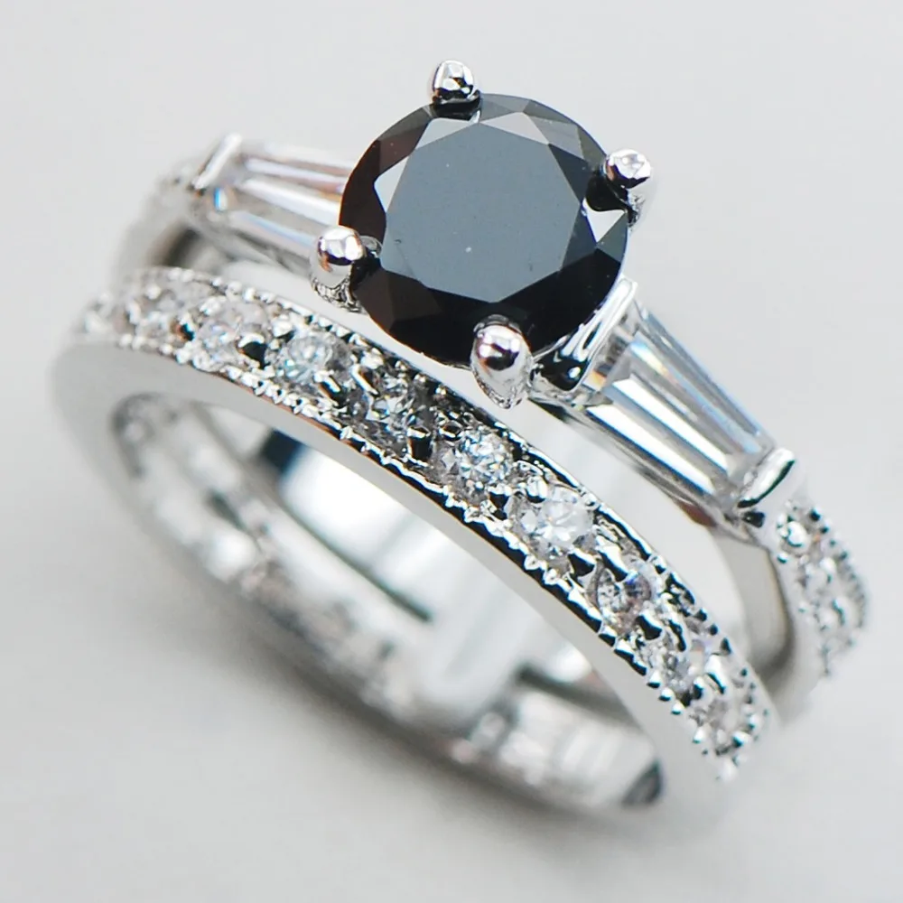black onyx 925 sterling silver top quality fancy jewelry engagement wedding two ring size 5 6 - Onyx Wedding Ring black onyx 925 sterling silver top quality fancy jewelry engagement wedding two ring size 5 6 - Onyx Wedding Ring