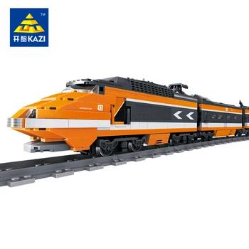 

KAZI Classical Retro TGV High-speed Trains with Building Blocks Track Children Educational Bricks Toys For Children 98201 1260pc