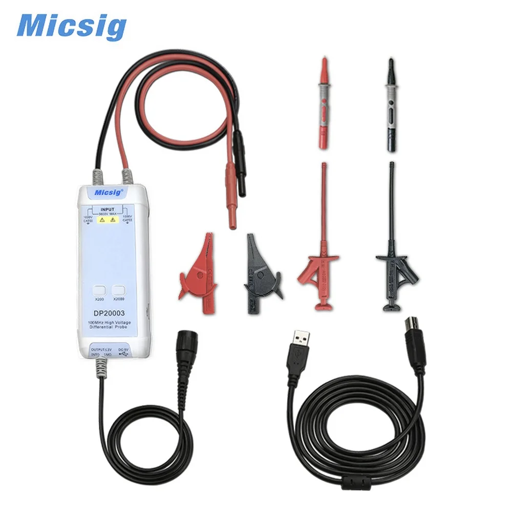 

Micsig Oscilloscope Probe DP20003 High Voltage Differential Probe 5600V 100MHz 3.5ns Rise Time 200X/2000X Attenuation Rate