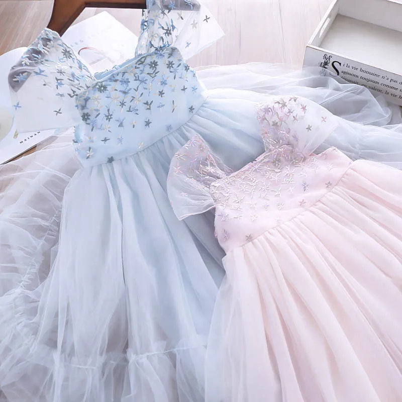 

2019 Girl tulle dress / Embroidery vintage flower / kids dress for girl