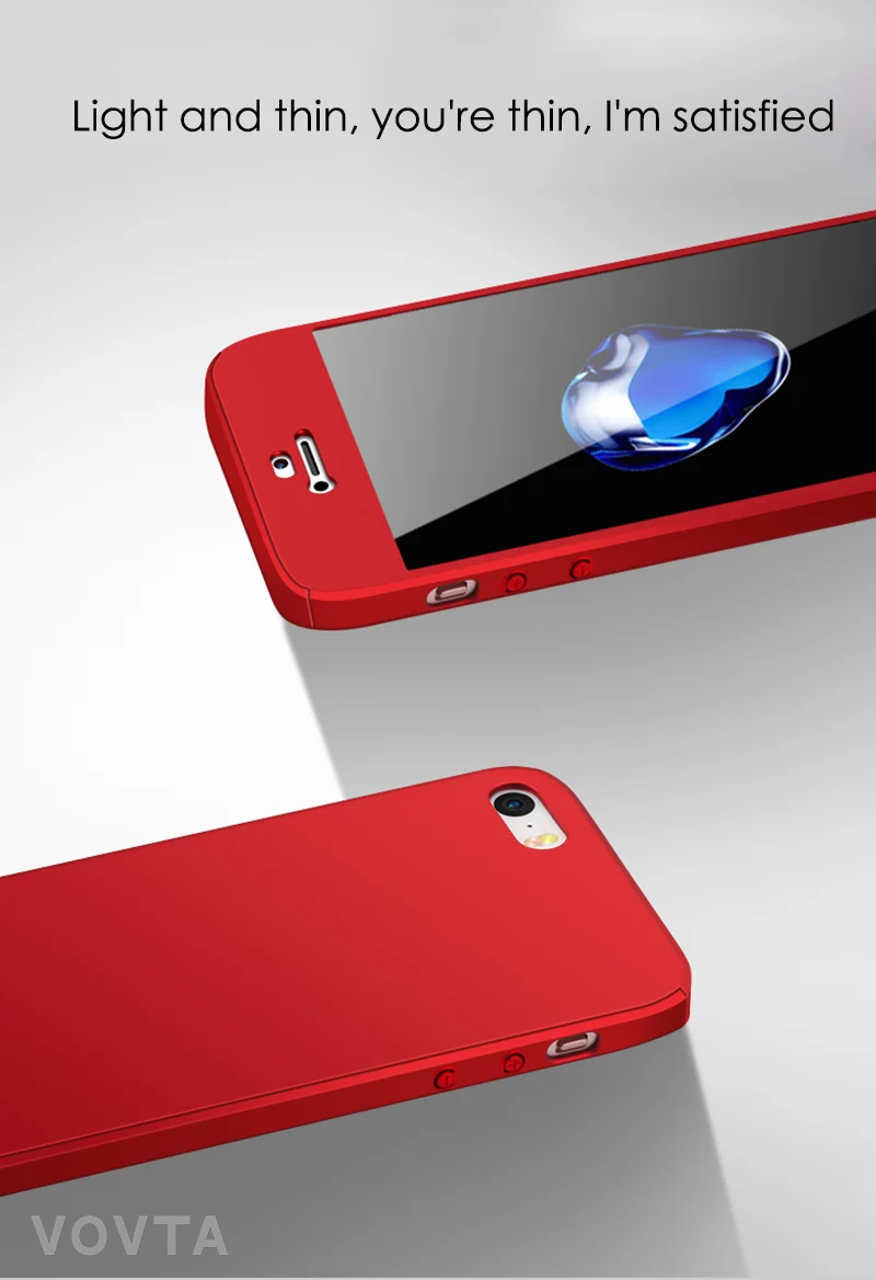 VOVTA 360 Degree Full Cover Case For iPhone 5s 5 SE With Tempered Glass Case cover For iphone 5s 5 SE Phone bag Capa Coque8