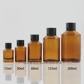 

15ml 30ml 60ml 125ml 200ml amber brown(painted) glass bottle with lid.lotion/hand wash/Shampoo/moisturizer/facial water bottle