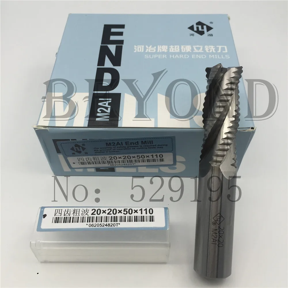 

4F-20*20*50*110, 10pcs Wave edge rough leather cutter four flute HSS high speed steel original factory use for CNC machine