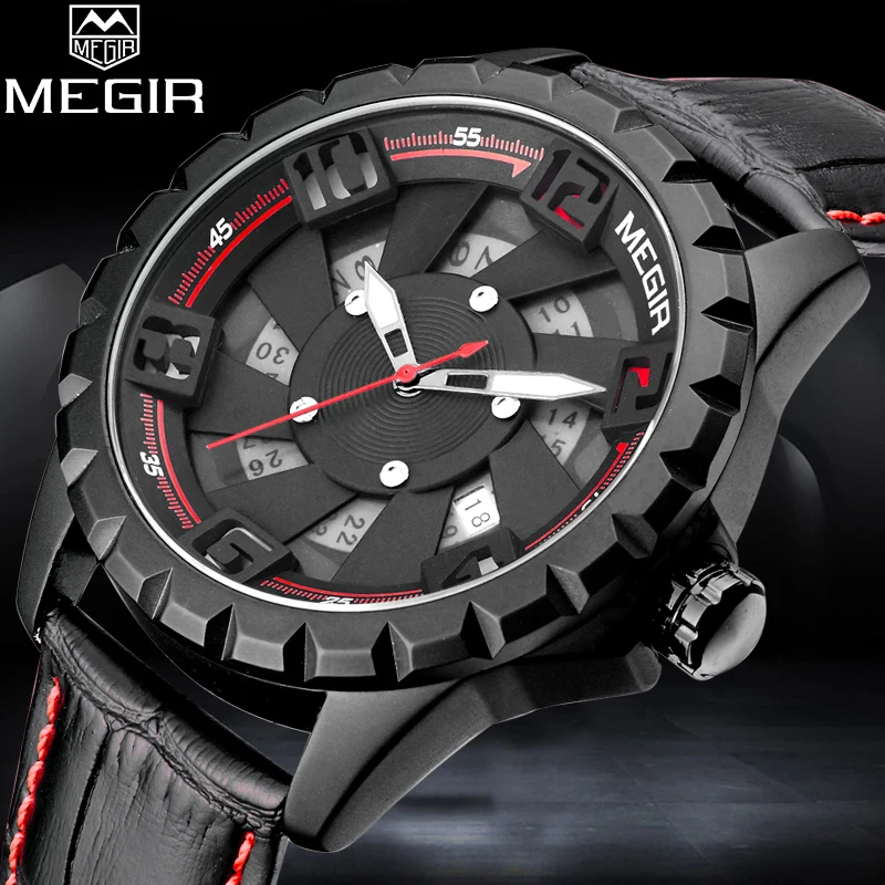 

2018 MEGIR Casual Brand Mens Quartz Watches Men Fashion Leather Military Sport Watch Man Waterproof Wristwatch Relogio Masculino