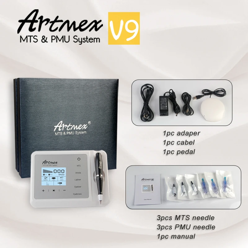 Artmex V9 поворотная ручка Перманентный тату машинка для макияжа MTS PMU system с V9 иглой татуировки