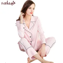 Fdfklak сексуальная пижама из искусственного шелка, Демисезонный с длинным рукавом одежда для сна, пижамы, Для женщин Ночное женские костюмы, одежда для сна, комплекты Q546