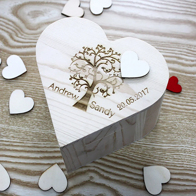 

Personalized Wedding Guest Book Custom Wood Heart Guest Book,Rustic Wedding Tree Drop Top Guestbook ,Keepsake Box ,Wedding Decor