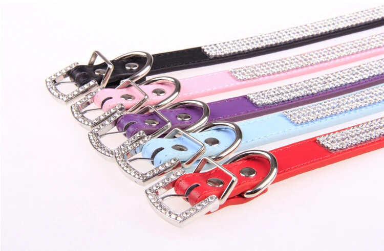 

PU Pet Collar Diamante Puppy Dog Collars Crystal Rhinestone Cat Collar Fashion Decorative Pet Necklace