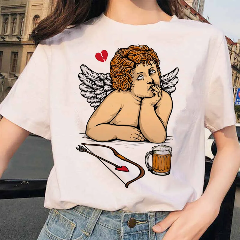 Angel Fashion Tees футболка Ullzang женская футболка с принтом Harajuku 90s Kawaii Одежда Футболка Топ летний Vogue grunge women ulzzang - Цвет: 4907