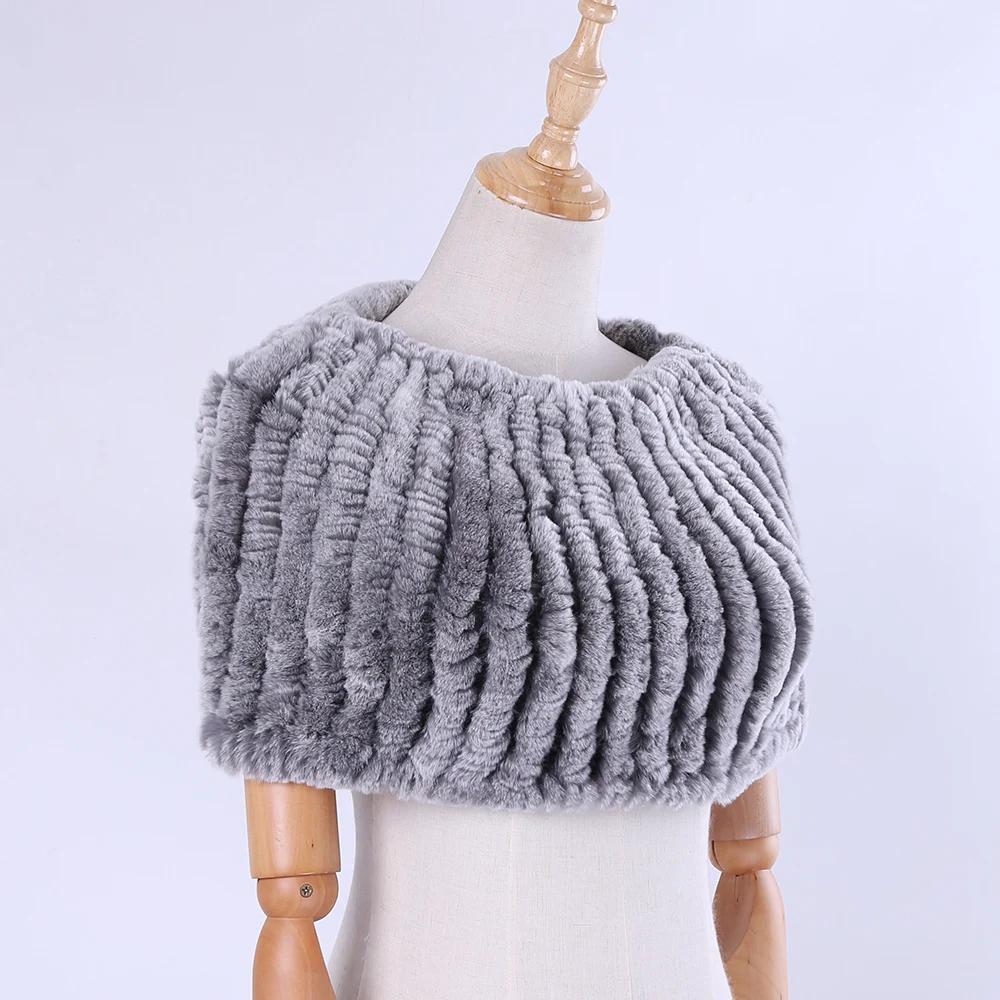 

Real Rex Rabbit Fur Knitted Elastic Women Winter Pullover Shoulder Cape Lady Amice Fashion Cappa Real Fur Tippet Thurgs Elastic