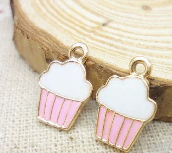 

50pcs enamel Charm ice cream pendant 16*11MM KC gold Handmade earrings bracelet necklace Jewelry Making DIY Alloy trinket