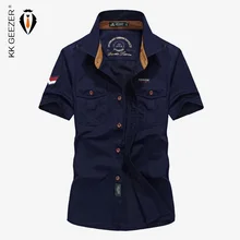 Хлопковые повседневные рубашки для мужчин, летняя мода, свободные, ArmyGreen, удобные, высокое качество, короткий рукав, впитывают пот, синяя рубашка