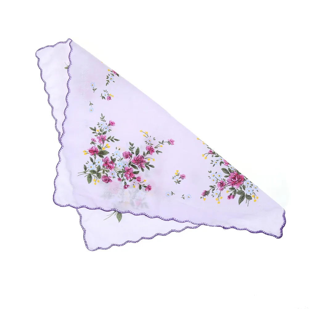  10pcs Delicate Vintage Pretty Floral Flowers Handkerchief Lady Women Kids Cotton Hanky