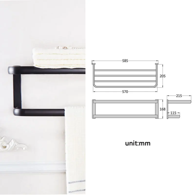 Современная Хром Латунь Ванная комната Полотенца Держатель двойной Слои Полотенца бар Новое прибытие Черный Бронзовый Ванная комната Полотенца рельсы