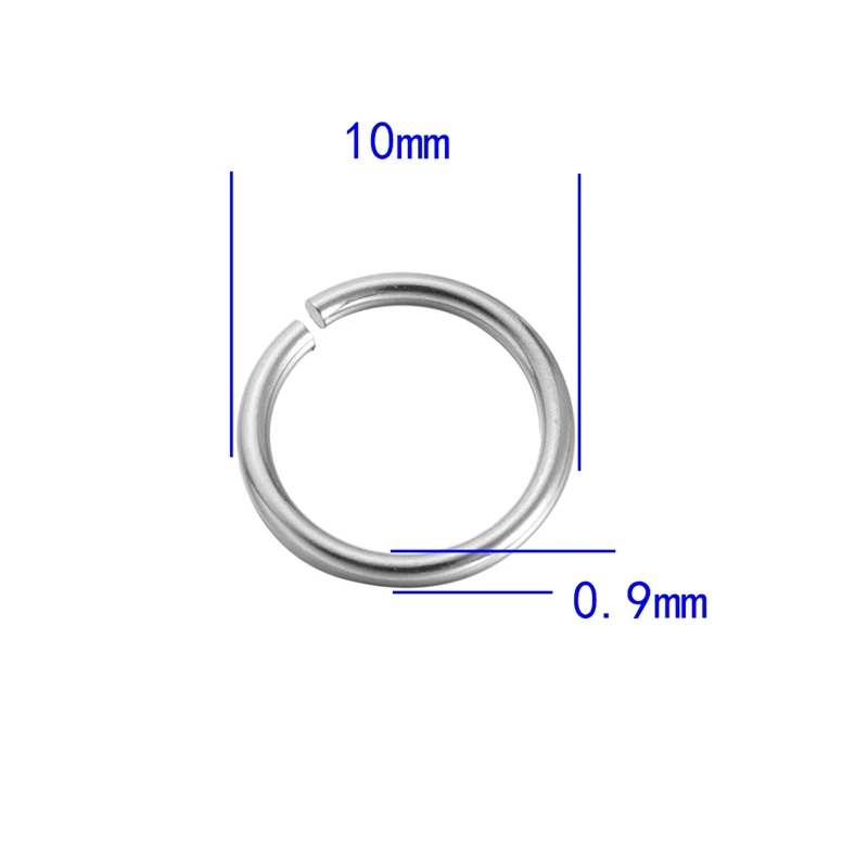 Ювелирные аксессуары 100 шт нержавеющая сталь открытый Овальный прыжок кольцо подходит DIY 8 мм x 5 мм - Цвет: 10mmx0.9mm 100pcs